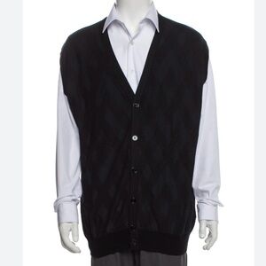 TSE Bergdorf Goodman Black Silk Cashmere Cardigan Vest XL Quiet Luxury Preppy